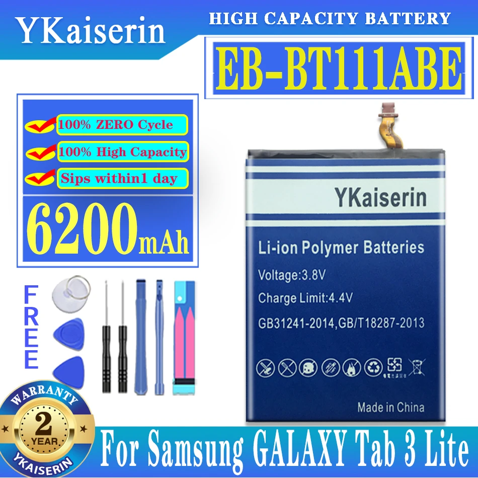 

YKaisewrin For Samsung Galaxy T115 T116 Tablet Battery EB-BT111ABE 6200mAh For Samsung Tab 3 Lite 7.0" T115 T116 SM-T110 SM-T111