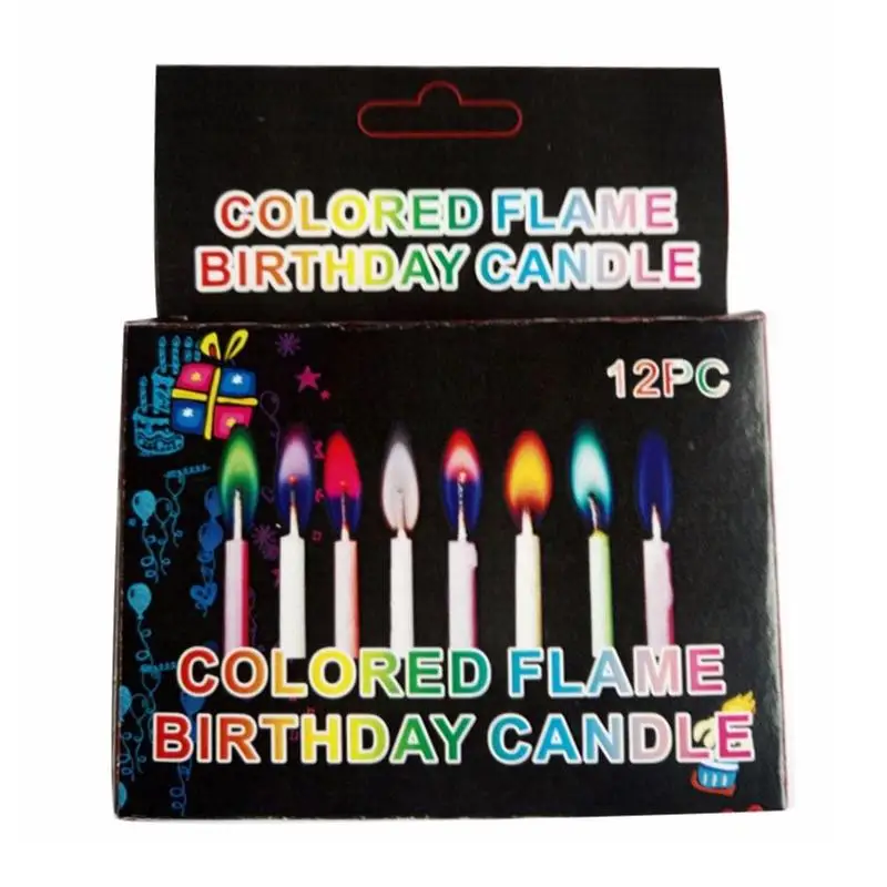 

12PCS=1Set Colorful Flame Multicolor Candle Cake Decorating Tools Birthday Party Supplies Wedding Cake Candles Decoration