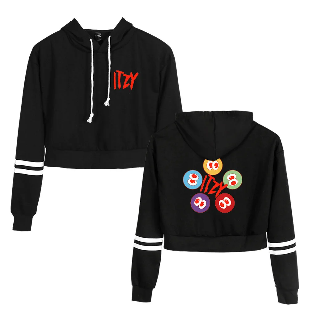 

2022 New ITZY CRAZY In Love 2D Printed Casual Perimeter Belly Button-Bearing Women's Sweater Hoodie Kawaii Kpop Y2K Girl Clothes
