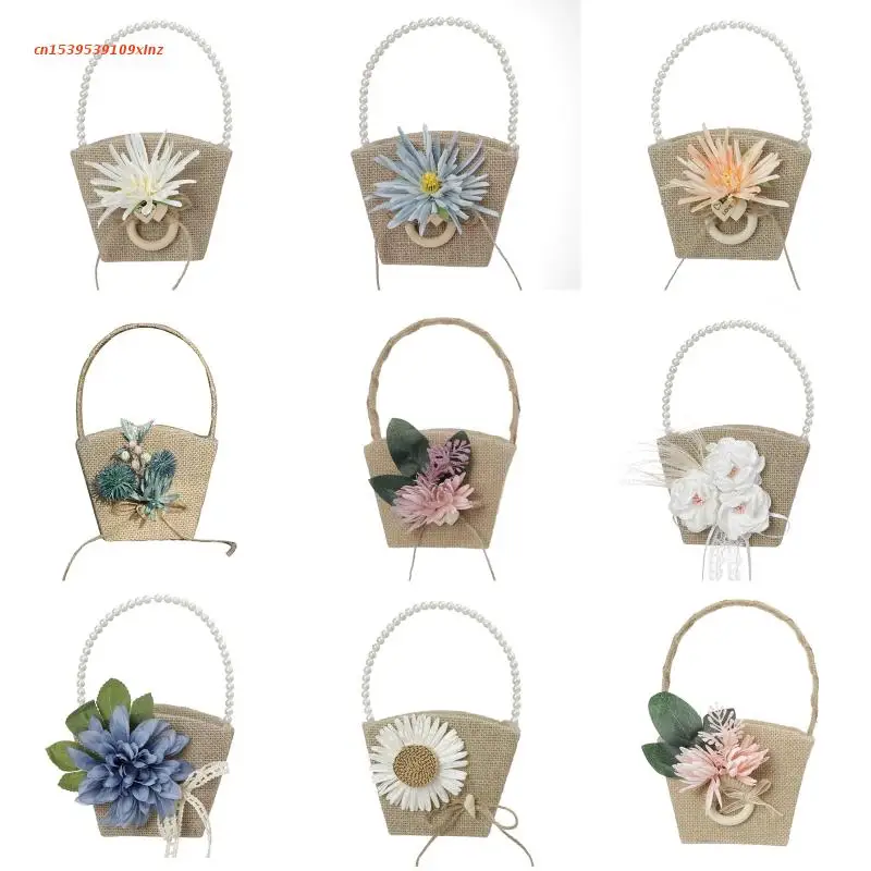 

Свадебные цветочные корзины для девочек с ручкой в деревенском стиле маленькая деталь