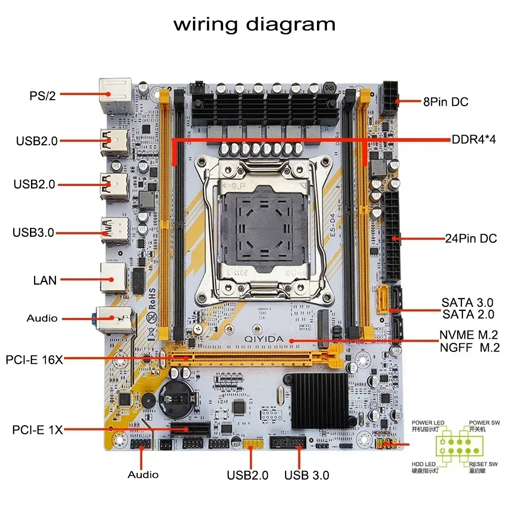 QIYIDA X99 Комплект материнской платы Combo Xeon Kit E5 2650 V4 Процессор LGA 2011-3 16 ГБ DDR4