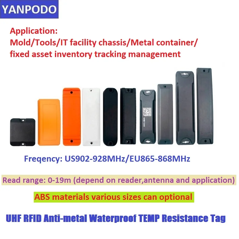 

Yanpodo Long Range Waterproof IP67 Anti-Metal RFID UHF Tag EPC Gen2 Class1 U8/U9/H9/H3 Chips Smart Card ABS for Asset Management
