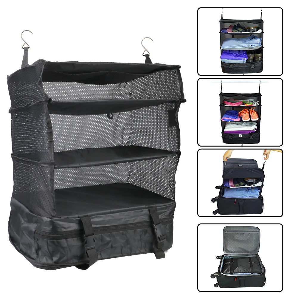 

Wardrobe Holder Travel Suitcase Shelves Travel Storage Bag Home Storage Clothes Storage Rack Hook Hanging Organizer Portable