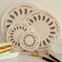 woven insulation mats table mats light luxury nordic cotton printed placemats dish mats coasters household items