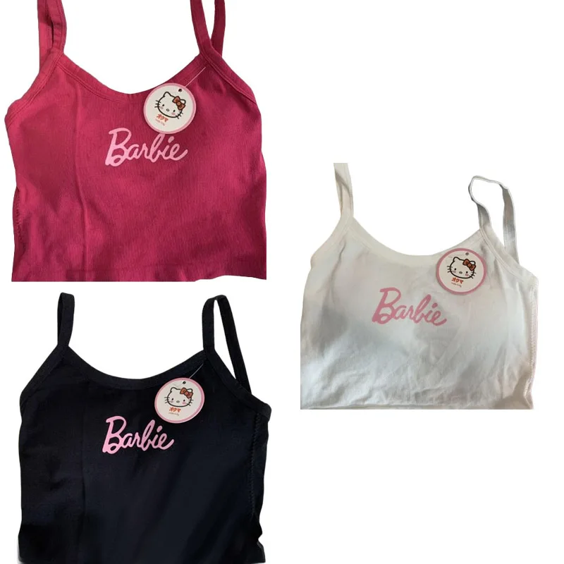 Barbies Girl Kawaii летняя Освежающая одежда на бретельках для улицы облегающий из