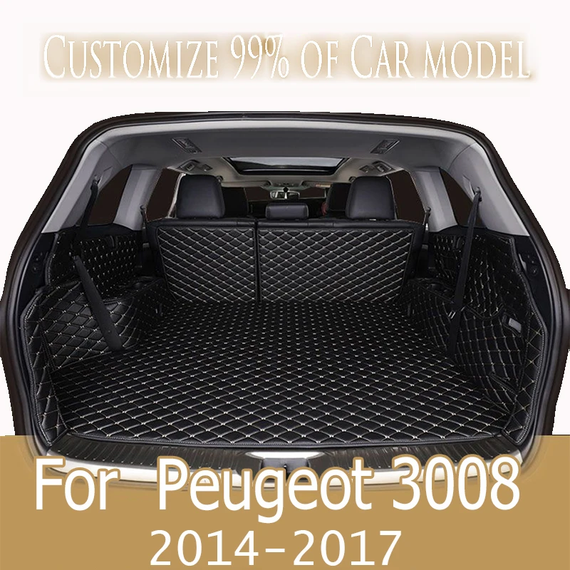 

High quality Leather Car Trunk Liner Car Boot Liner Cargo Wear resistant and waterproof Carpet Mud For Peugeot 3008 2014-2017