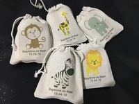 personalize Jungle Safari animals birthday baby shower goodie favor muslim bags baptism wedding Hangover Kit party Candy pouches