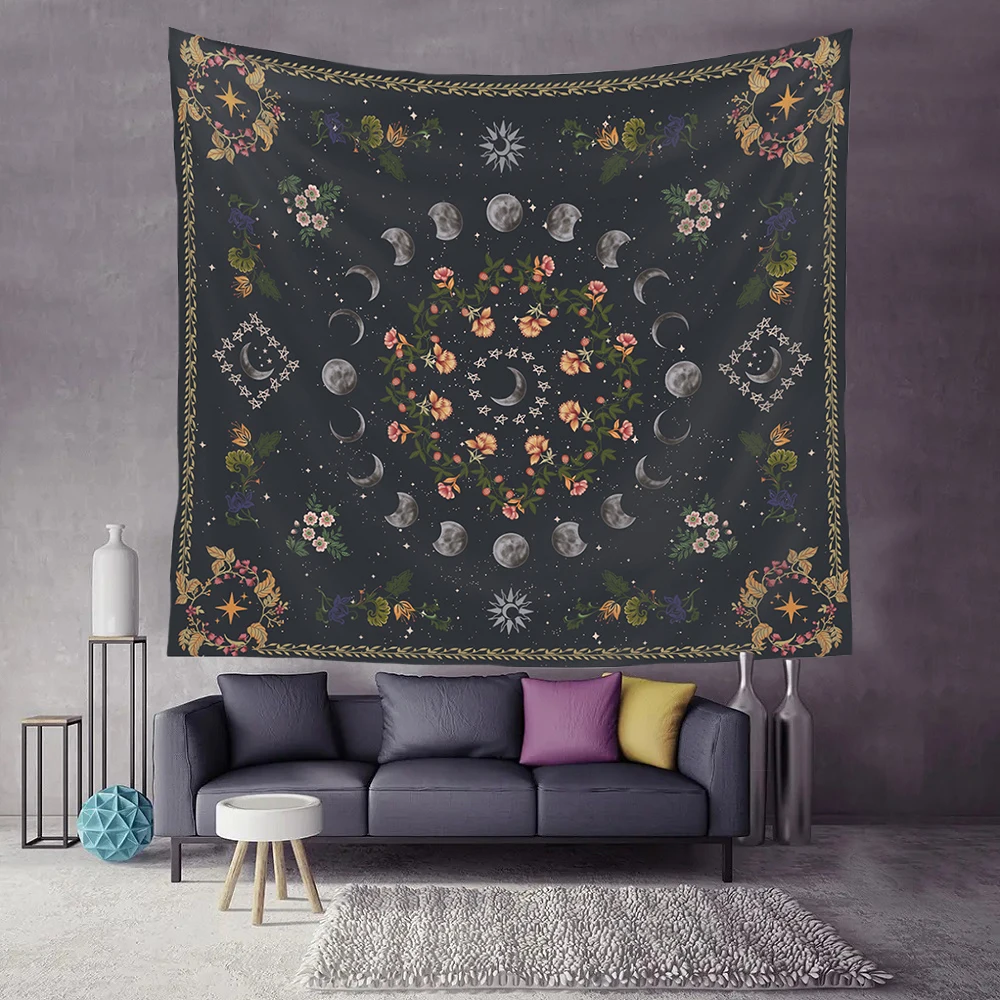 

Moon Mushroom Weed Bohemian Deco Psychedelic Mandala Tapestry Home And Garden Vintage Room Decor Wall Hanging Decoration Cloth