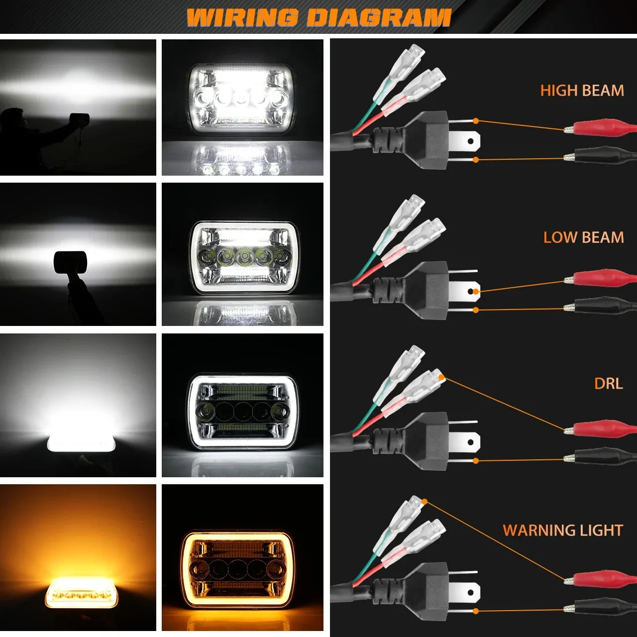 Фото 400 Вт 5x7 дюймов светодиодные фары 7x6 80000LM светодиодные фары Hi/Low Turn Signal Dot E9 DRL для Offroad 4x4 аксессуары 12 В 24 В №4