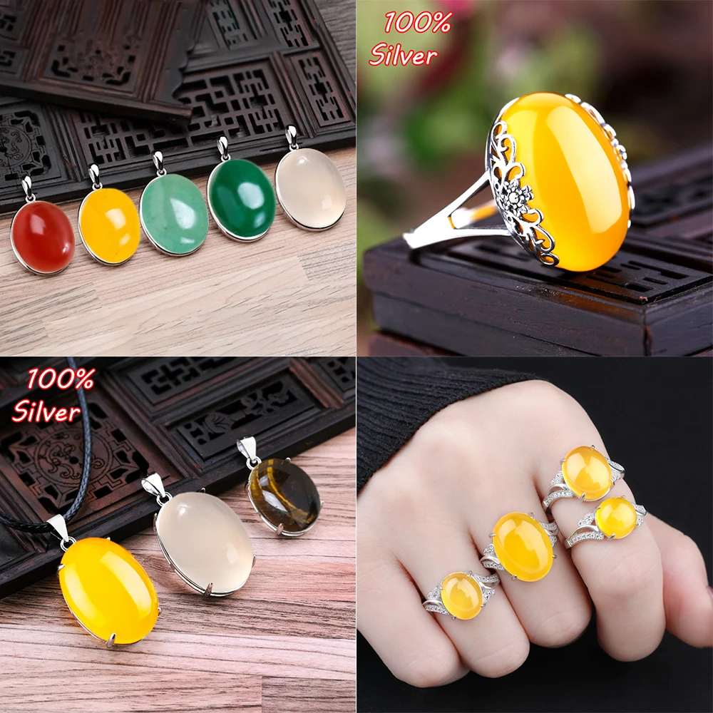 10Pcs 6*8/8*10/10*14mm Natural Stone Beads Ellipse Loose Beads Cabochon Cameo Fit Blank Ring Base Pendant Tray Jewelry Makeing