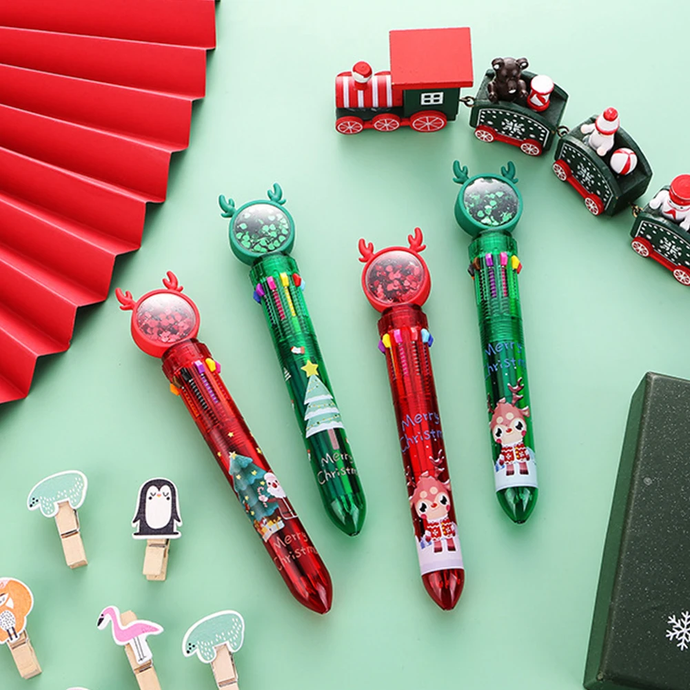 Мультяшная шариковая ручка 10 в 1 разноцветные ручки с блестящим декором для