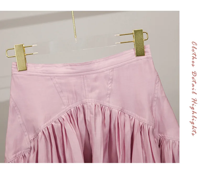 Женская плиссированная юбка средней длины однотонная короткая на весну и лето |