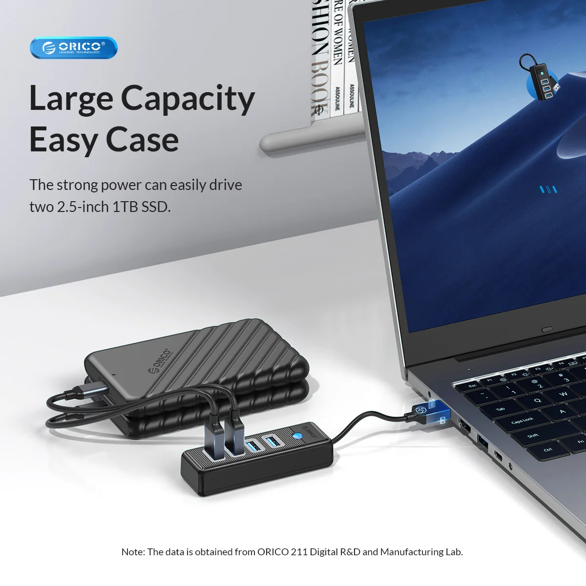 Фото USB-хаб ORICO 3.0 с 3/4 портами, высокоскоростной мини-разветвитель USB, OTG-адаптер для настольного ПК, компьютерные аксессуары, док-станция №5
