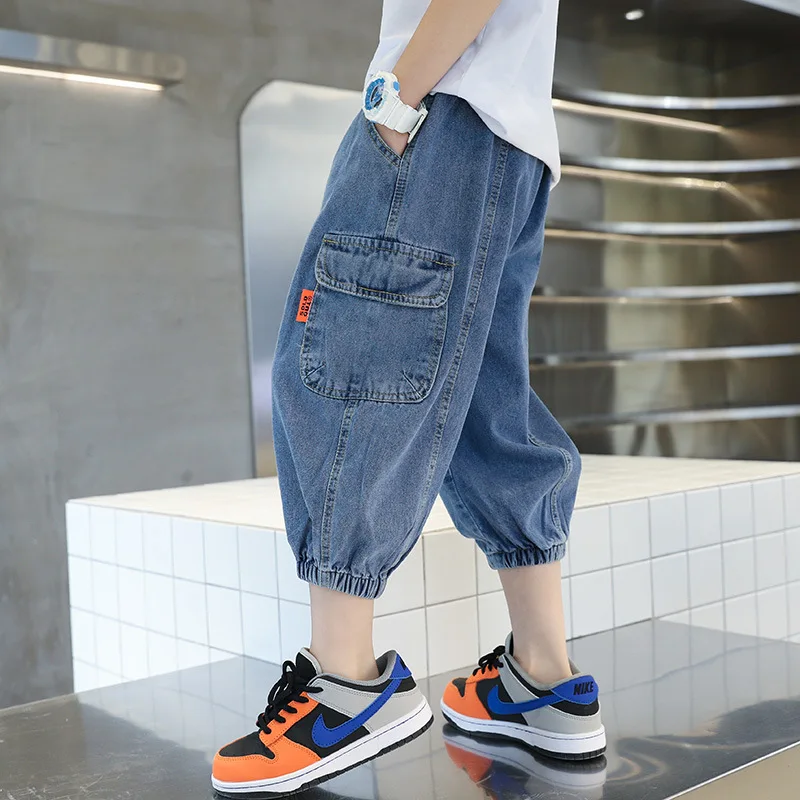 

Boys Brand Clothes Jeans Summer New Clothes Kids Thin Denim Shorts Baby Loose Middle Pants Leggings Fathion Children's Clothing