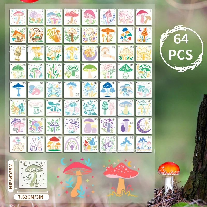 Выдолбленный шаблон с грибами, трафареты с лесными животными для рисования, деревянная ткань, настенный набор шаблонов для рисования «сделай сам», многоразовые декоративные