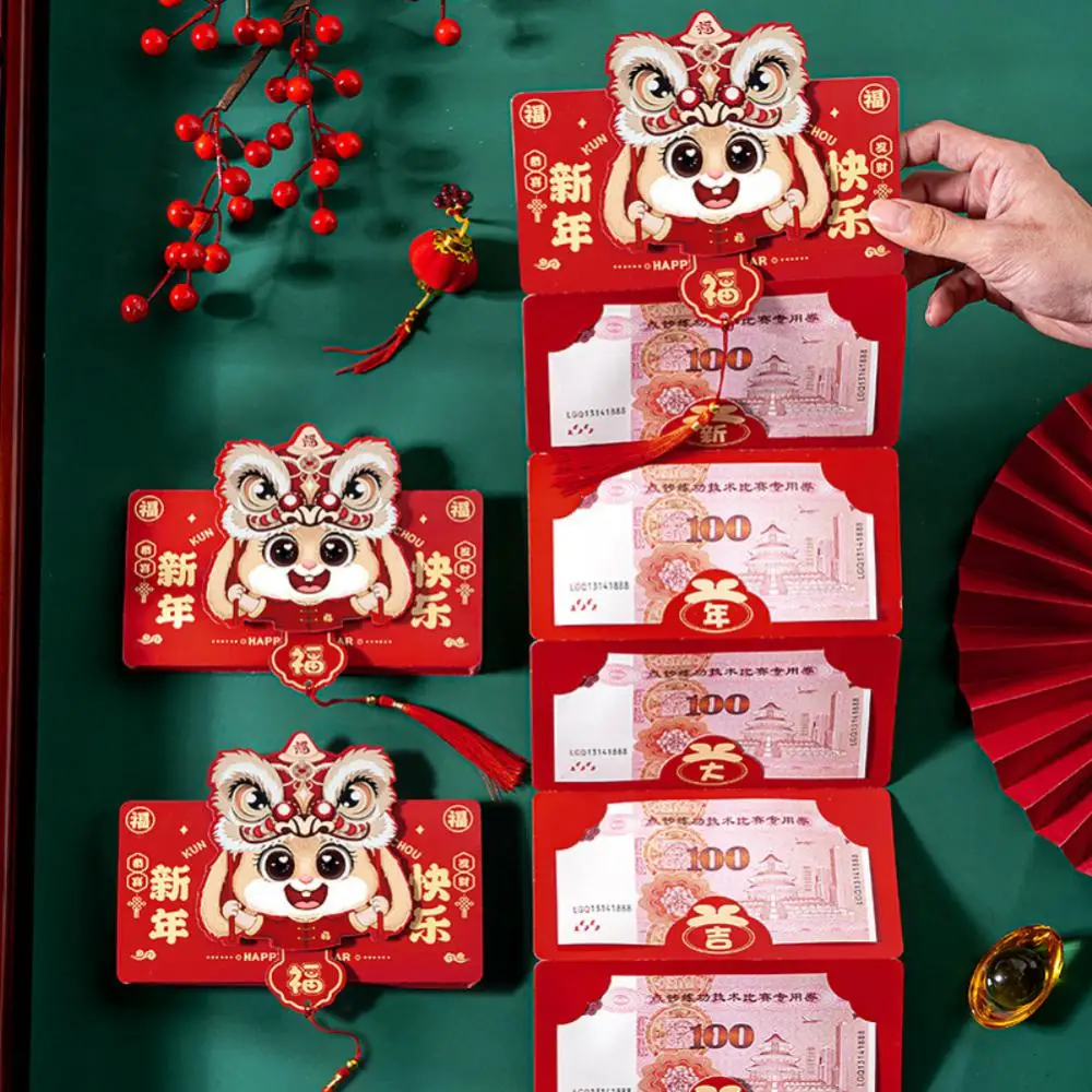 

2023 New Folding Red Envelopes New Year Hongbao Lucky Zodiac Rabbit Red Packets Chinese Spring Festival Gift Wedding Money Bag