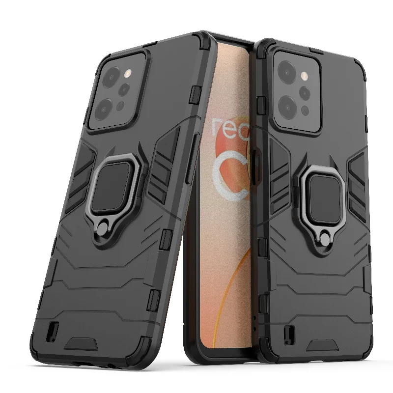 

For Realme C31 Case for Realme C31 Cover Hard Shell Ring Stand Holder Shockproof Bumper Armor Back Phone Cover for Realme C31