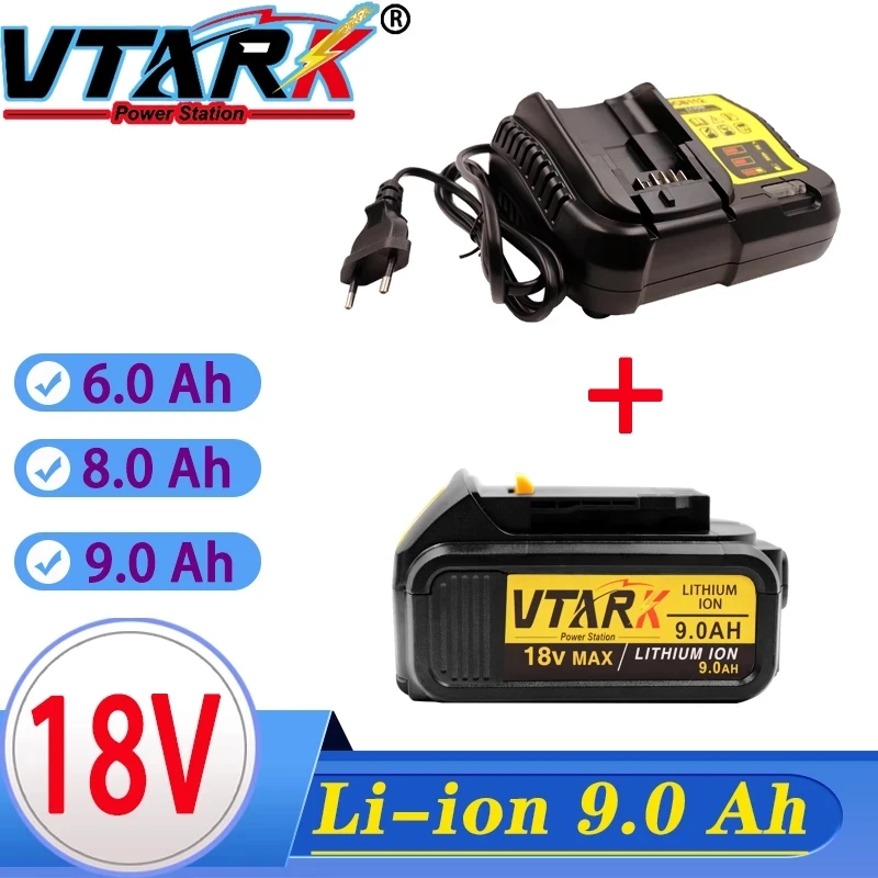 

18V 6AH 8AH 9.0Ah Max Xr Batterij Power Tool Voor Dewalt Dcb184 Dcb181 Dcb182 Dcb200 20V 5A 18Volt 18 V Accu Met Lader