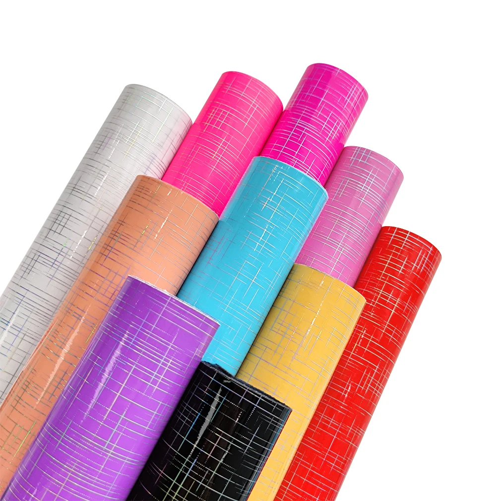 

Laser Plaid Faux Leather Sheets Smooth Materials for Making Handbag Notebook Covers DIY Crafts Leatherette 30*135CM Vinyl Fabric