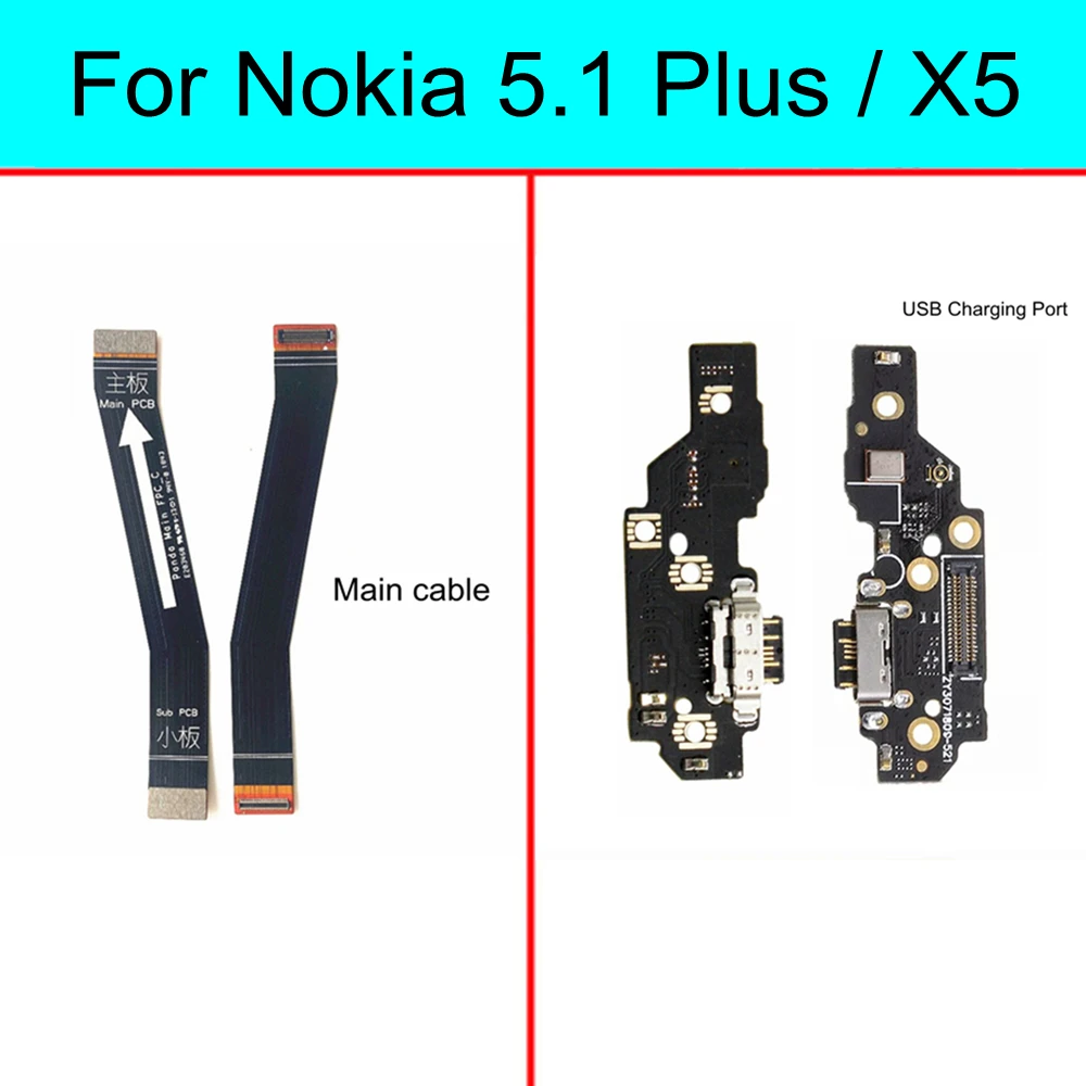 

For Nokia 5.1 Plus TA-1120 TA-1105 TA-1102 / X5 TA-1109 USB Charging Dock Port Connector main Microphone Board Main flex cable