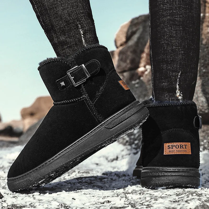 

2022 Fleece Men's Snow Boots Men's Short-tube Warm Cotton Shoes Thickened Non-slip Short Boots Bread Shoes Winter Cotton Boots