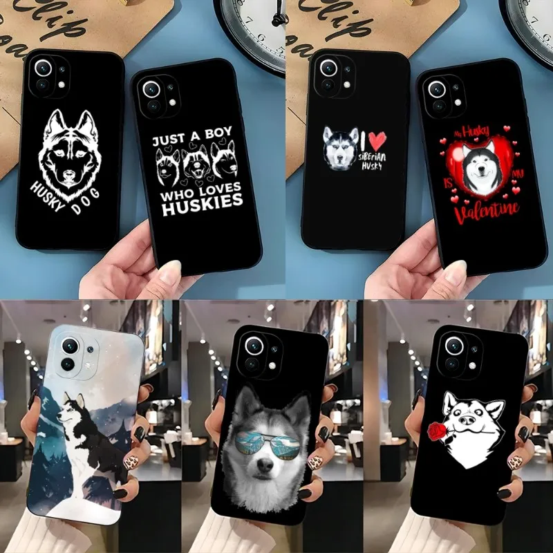 Husky Dog Cute Phone Case For Redmi K40 K30 K20 Pro Plus K50 Gaming Extreme GO 8 8A 9 9A 9C 9T 10 10X Black Silicone Cover