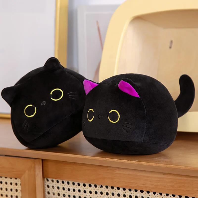 Плюшевый черный кот с начинкой - игрушка Magic Cats Plush в виде аниме фигуры, подушка для обнимания, ленивый диван-ковер, большая игрушка для девочек и мальчиков на день рождения.