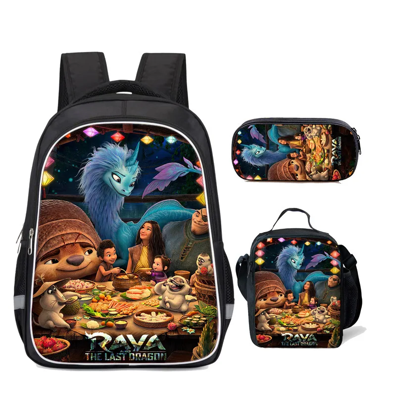 

Рюкзак для детей из мультфильма Disney, вместительный студенческий ранец с рисунком аниме и последним драконом, сумка для ручек в подарок для школы