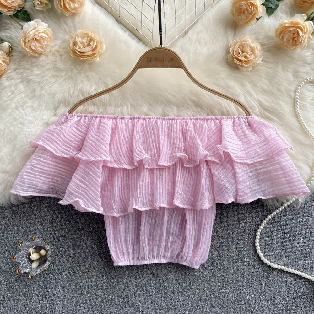 

Женская летняя рубашка с открытыми плечами и вырезом «Слова»