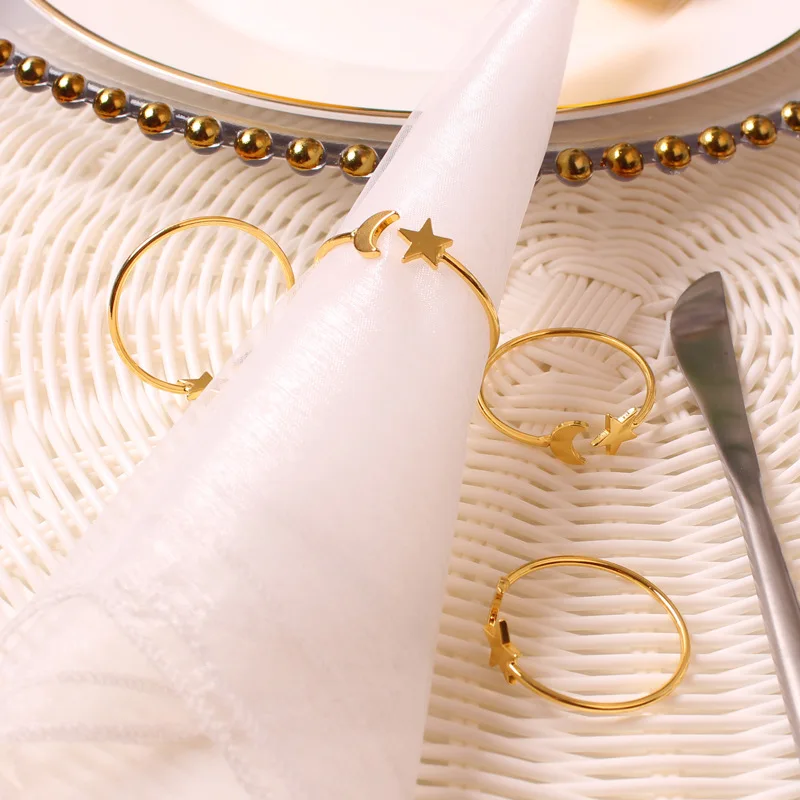 

6PCS star moon napkin ring desktop decoration for hotel wedding family party opening celebration occasion