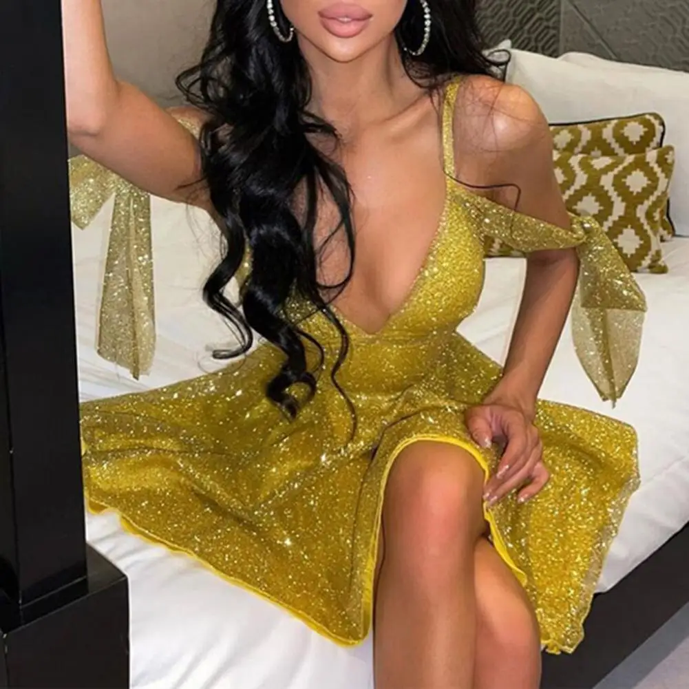 

Party Dress Sequins Dancing Party Dress A-Line Lace-up Mini Dress