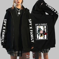 harajuku women hoodies autumn winter anime spy x family printed long sleeve loose zipper jacket coat male oversized sweatshirt