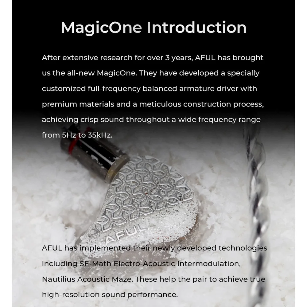 Фото AFUL MagicOne Single BA Driver Наушники-вкладыши 1BA IEMs Сбалансированные арматурные наушники с акустической технологией SE-Math Magic One №3