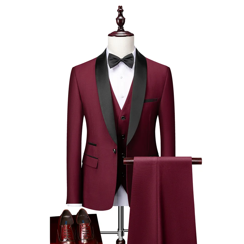

Комплект из трех предметов: куртка + жилет + брюки, модная новинка, мужское повседневное эксклюзивное деловое платье, костюм для жениха на свадьбу, пиджак и брюки