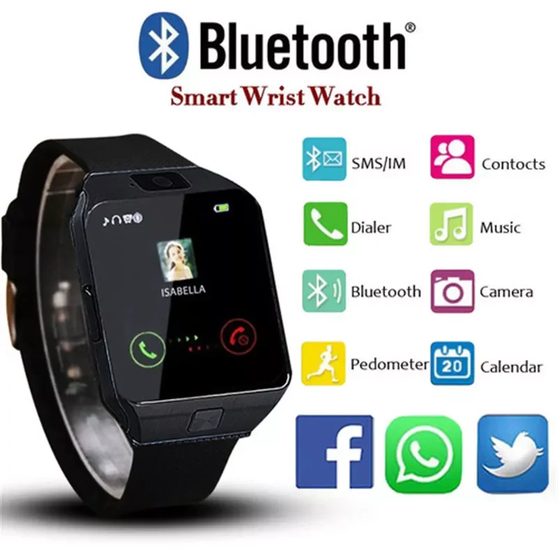 

2022 New Stylish DZ09 Electronic Smart Watch Support TF Sim Card With Camera For Android Phone reloj inteligente hombre