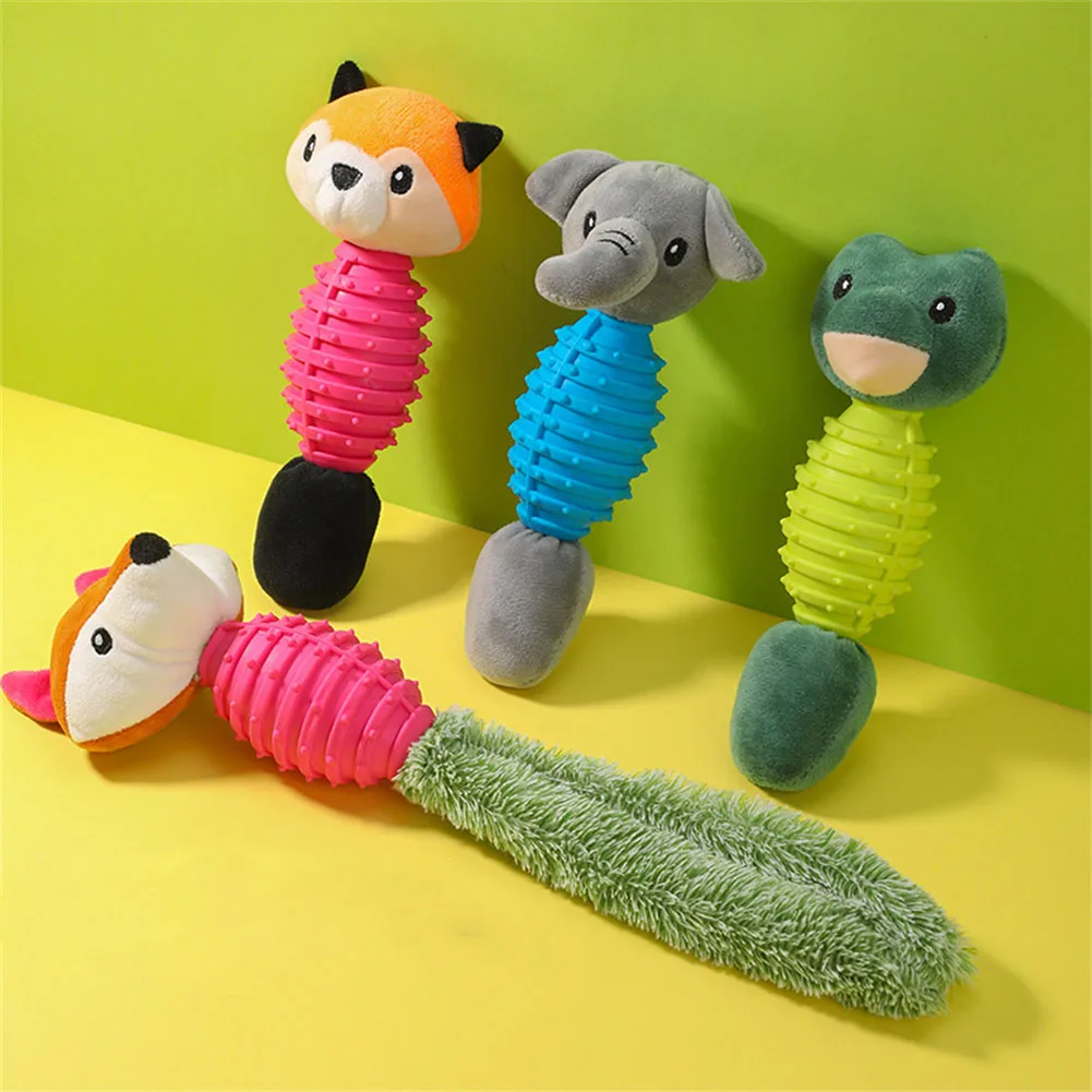 

Cute Plush Toys Animal Shape Puppy Squeak Interactive Chew Toy Bite Resistant Pet Molar Squeaky Whistling Involved Squirrel Toys