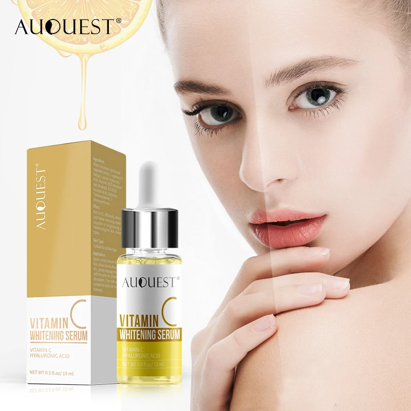 AUQUEST 15ml Vitamin C Face Serum Whitening Remove Dark Spot Shrink Pore Moisturizing Skin Care VC Stock Solution Free Shipping