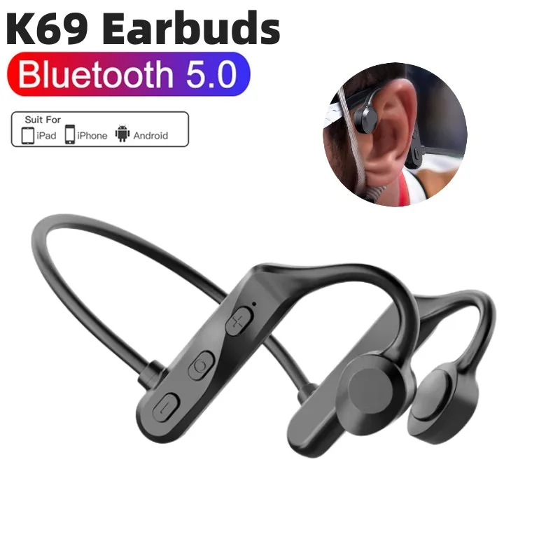 

K69 Air Conduction Bluetooth Earphones with Mic Wireless Sports Waterproof Headphones Ultra Long Endurance Stereo Call Earbuds