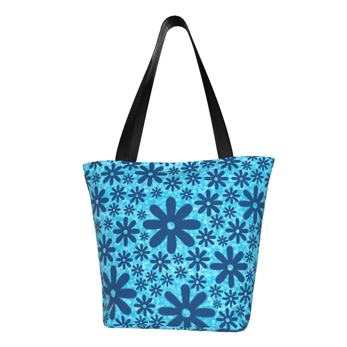 

Сумка-шоппер с голубым принтом маргариток, дамская сумочка-тоут в ретро стиле с цветами, Пляжная Сумочка на плечо из полиэстера с графическим дизайном