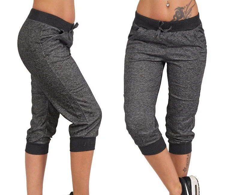 Джоггеры длиной до колен из мягкой ткани эластичная талия на шнурке боковые