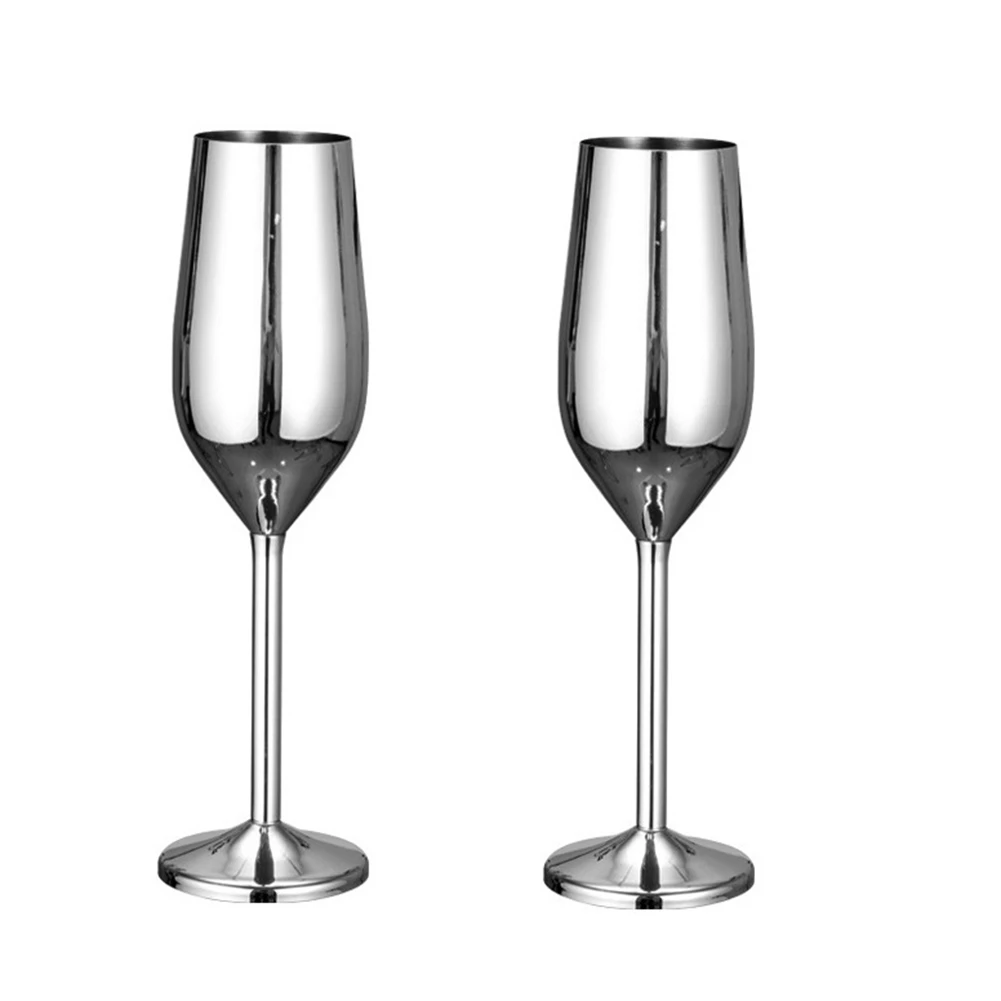

Stainless Steel Wine Tumbler Champagne Cup Cocktail Glass Metal Wine Glass Bar Unbreakable Wine Glasses Silver