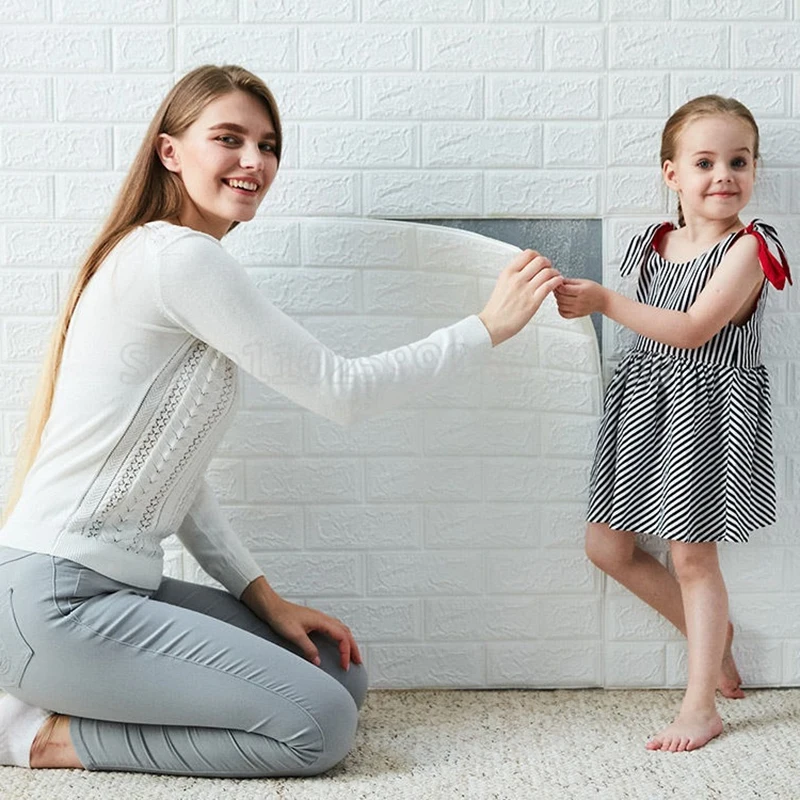 

Self-adhesive Foam 4/6PCS DIY Creative Wallpaper 70x77cm 3D Brick Pattern Wall Stickers Anti-collision Children's Room Decoratio