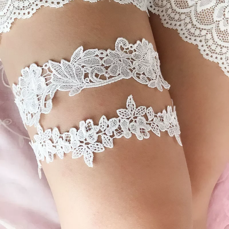 Wedding Garters Lace Sexy Embroidery Floral Sexy Garters for Women Bride Thigh Ring Bridal Elastic Leg Garter