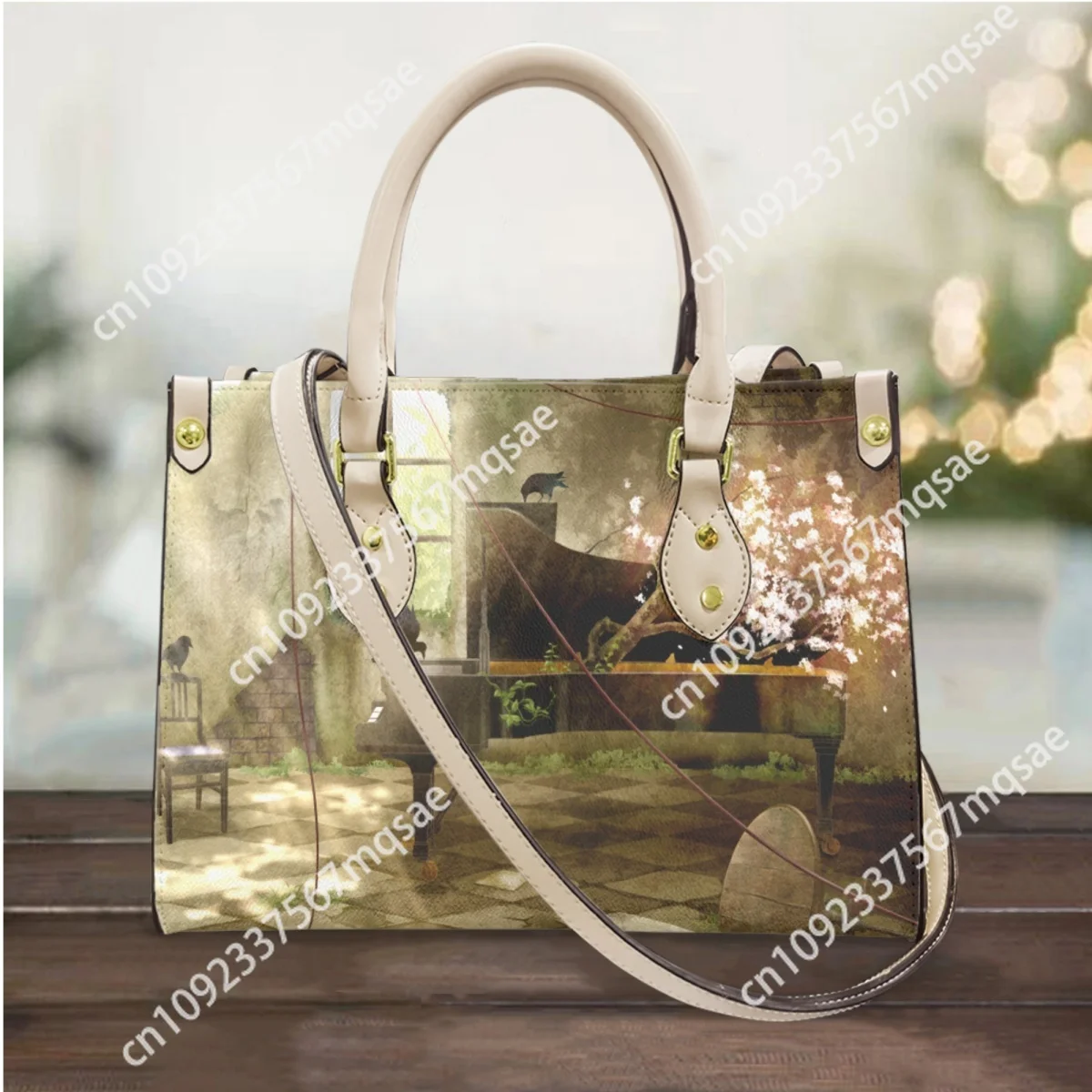 Винтажная сумка-мессенджер с узором фортепиано и верхней ручкой музыкальный