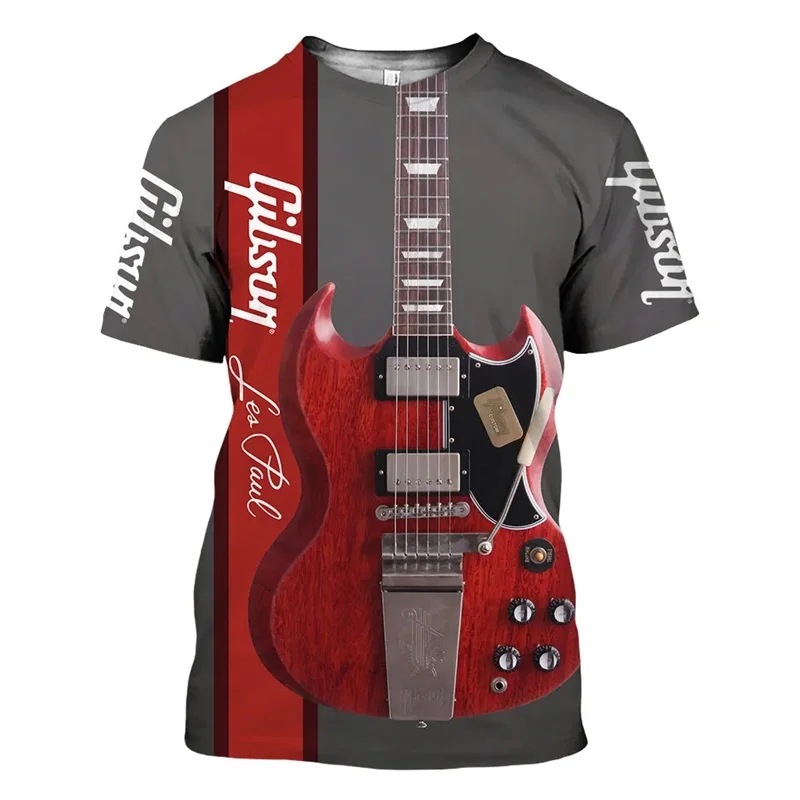 

3D Print Sax Guitar Clarinet Graphic T Shirt Men Jazz Tee Vintage Fashion Short Sleeve Hip Hop Tee Pop Streetwear Casual T-Shirt