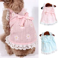 summer pet clothes cotton daisy flower puppy dog lace princess sling dress cute bichon chihuahua bow dog skirts pet costume