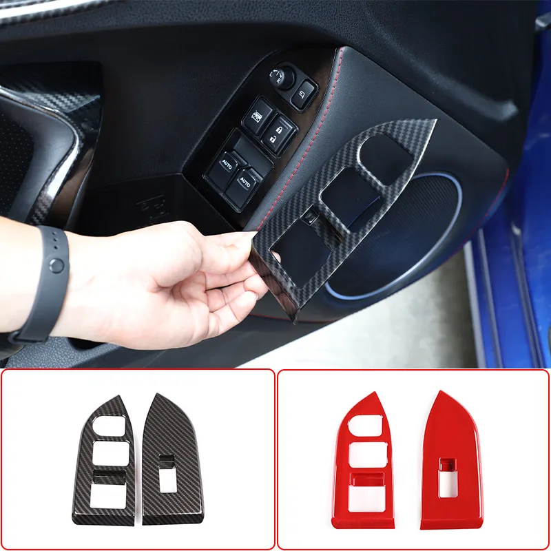 

Для Toyota 86/Subaru BRZ 2012-2020 ABS углеродное волокно/красный стеклоподъемник двери автомобиля переключатель рамка декоративная наклейка автомобиль...
