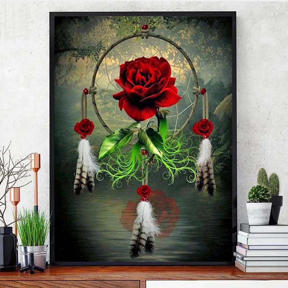 

5D Diamond Painting Art Dream Catcher DIY Diamond Mosaic Embroidery Rose Flower Decorative Paintings