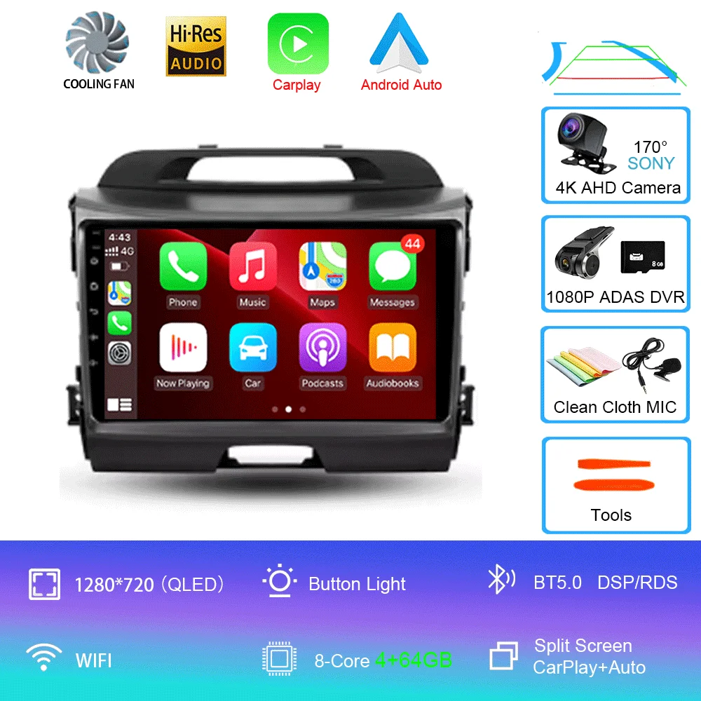 

Для Kia Sportage 3 SL 2010-2016 Android 15 Carplay Auto 4G + WIFI GPS Автомобильный радиоприемник Навигация Мультимедийный видеоплеер Стерео BT