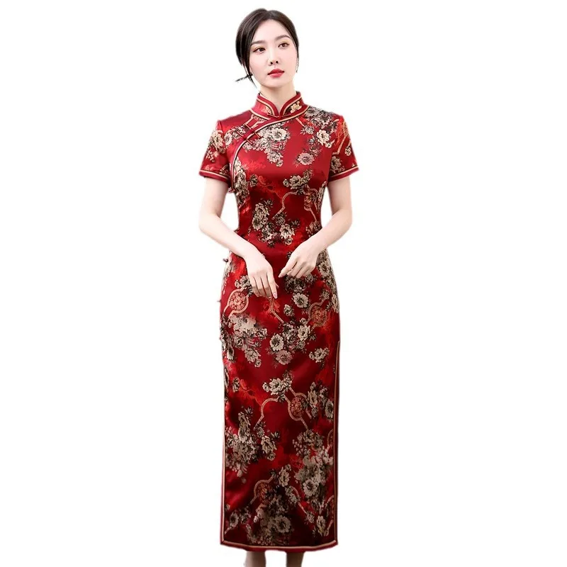 Качественное платье Ципао из натурального шелка улучшенное ретро-платье